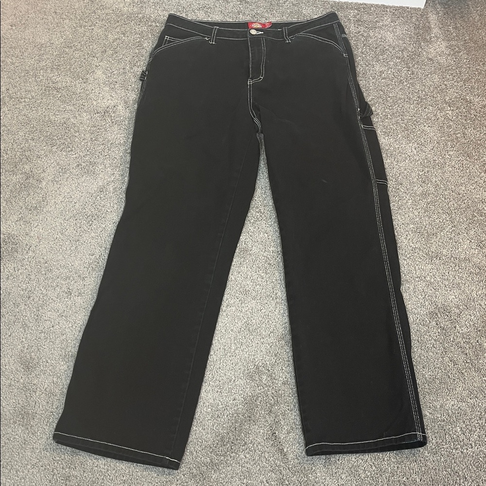 Black Denim Cargo Pants Dickies Contrast Stitching
